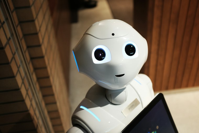 White humanoid service robot